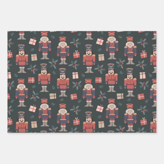 Moderner Nutcracker Dala HorChristmas Holiday Geschenkpapier Set (Vorderseite)