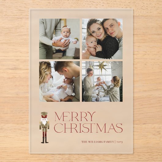 Moderner Nutcracker Frohe Weihnachten 4 Foto Urlau Acryleinladungen (Vorderseite)