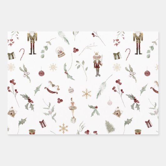 Moderner Nutcracker Frohe Weihnachts-Foto Urlaub Geschenkpapier Set (Vorderseite)