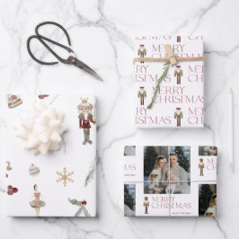 Moderner Nutcracker Frohe Weihnachts-Foto Urlaub Geschenkpapier Set