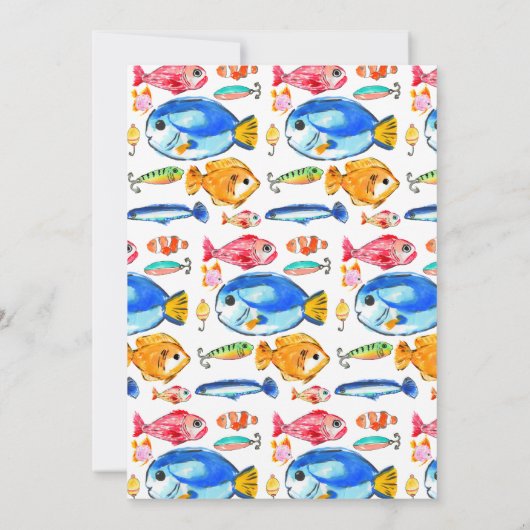 Moderner O-Fish-al Reel Fun Fish Fish Birthday Einladung (Rückseite)