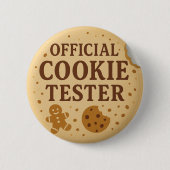 Moderner offizieller Cookie-Tester Lustiges Weihna Button (Vorderseite)