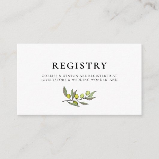 Moderner Olive Branch Ehering Card Begleitkarte (Vorderseite)