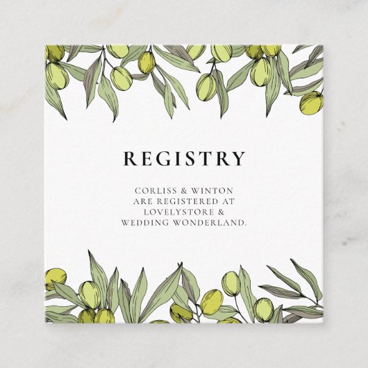 Moderner Olive Branch Ehering Card Begleitkarte (Vorderseite)