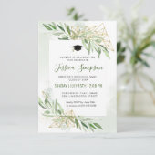 Moderner Olive Branch Grüne Foto Abschluss Einladung (Stehend Vorderseite)