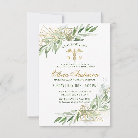 Moderner Olive Branch Nursing School Abschluss Einladung (Vorderseite)