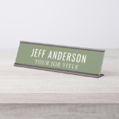 Moderner Olive Green Office Mitarbeiter Schreibtischnamensplakette (Vorderseite )