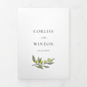 Moderner Olivenzweig Alles in einer Hochzeit Dreifach Gefaltete Einladung (Cover)