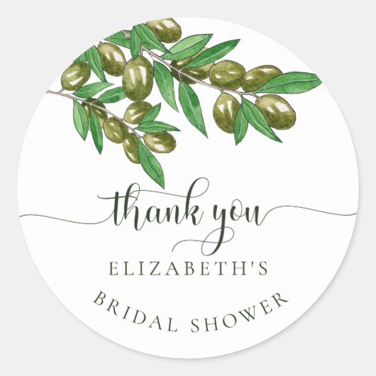 Moderner Olivenzweig danke für Aufkleber (Vorderseite)