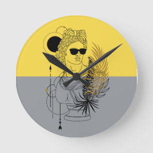 Moderner olympischer Gott Apollo Colorblock Runde Wanduhr