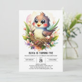 Moderner Online-Vogel zum Geburtstag Einladung (Stehend Vorderseite)