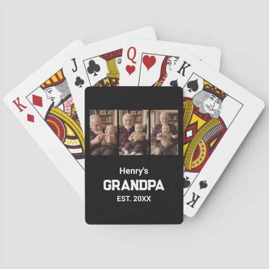 Moderner Opa Est. Name Jahr 3 Foto Spielkarten (Rückseite)