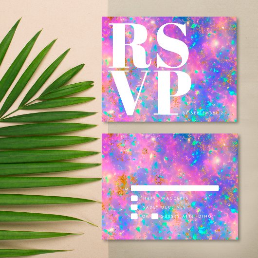 Moderner Opal Stone Bold Minimalistisch Simple Wed RSVP Karte