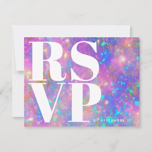Moderner Opal Stone Bold Minimalistisch Simple Wed RSVP Karte (Rückseite)
