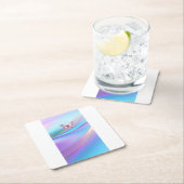 Moderner opaleszenter Pink Butterfly Paper Unterse Rechteckiger Pappuntersetzer (Vor Ort)