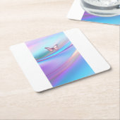 Moderner opaleszenter Pink Butterfly Paper Unterse Rechteckiger Pappuntersetzer (angewinkelt)