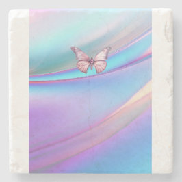 Moderner opaleszenter Pink-Schmetterling-Untersetz Steinuntersetzer