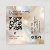 Moderner Opalstein-Monogramm-QR-Code Quadratische Visitenkarte (Rückseite)