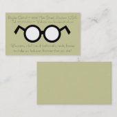Moderner Optometriker Nerdy Round Black Glasses Visitenkarte (Vorne/Hinten)