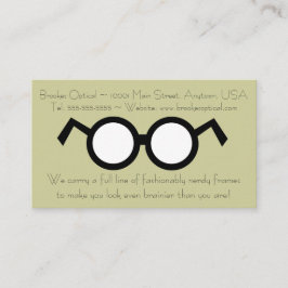 Moderner Optometriker Nerdy Round Black Glasses Visitenkarte