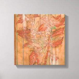 Moderner orange Blumendruck auf abgestreiftem Leinwanddruck