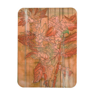 Moderner orange Blumendruck auf abgestreiftem Magnet