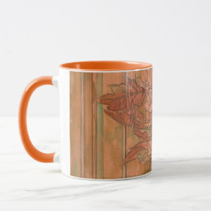 Moderner orange Blumendruck auf abgestreiftem Tasse