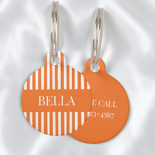 Moderner orange gestreifter girly-chicer personali haustiermarke