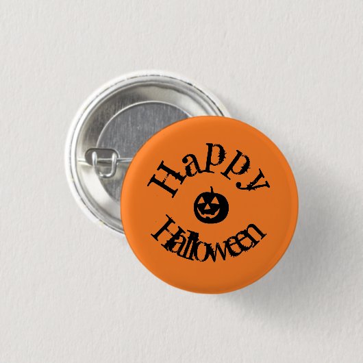Moderner Orange Happy Halloween Pumpkin Button (Vorne & Hinten)