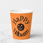 Moderner Orange Happy Halloween Pumpkin Pappbecher (Vorderseite)