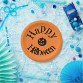Moderner Orange Happy Halloween Pumpkin Pappteller (Party)