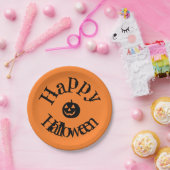 Moderner Orange Happy Halloween Pumpkin Pappteller (Party)