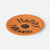Moderner Orange Happy Halloween Pumpkin Pappteller (Schrägansicht)