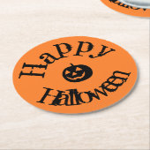 Moderner Orange Happy Halloween Pumpkin Runder Pappuntersetzer (Angewinkelt)