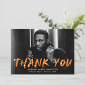 Moderner Orange Paint Spritzer Foto Abschluss Dankeskarte (Stehend Vorderseite)