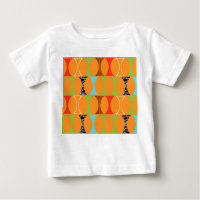 Moderner Orange Pattern Baby T - Shirt Mitte Jahrh
