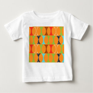 Moderner Orange Pattern Baby T - Shirt Mitte Jahrh
