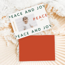 Moderner Orange Peace and Joy Foto Holiday