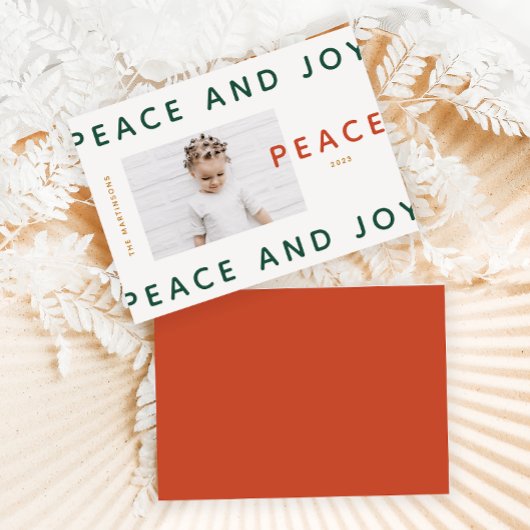 Moderner Orange Peace and Joy Foto Holiday