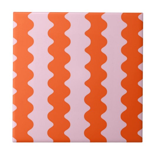 Moderner Orange Rosa Groovy Streifen Minimalistisc Fliese (Vorderseite)