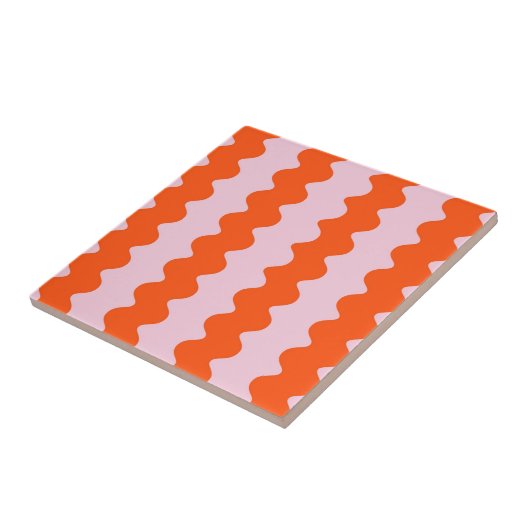 Moderner Orange Rosa Groovy Streifen Minimalistisc Fliese (Seite)