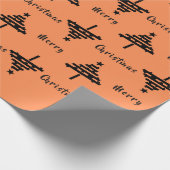 Moderner Orange Schwarzer Weihnachtsbaum Muster Ur Geschenkpapier (Ecke)