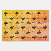 Moderner Orange Schwarzer Weihnachtsbaum Muster Ur Geschenkpapier Set (Vorderseite 3)