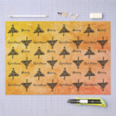 Moderner Orange Schwarzer Weihnachtsbaum Muster Ur Seidenpapier (Handwerk)