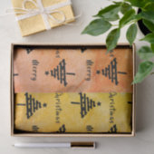 Moderner Orange Schwarzer Weihnachtsbaum Muster Ur Seidenpapier (Geschenk)