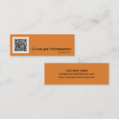 Moderner orange und schwarzer QR Code-Berater Mini Visitenkarte (Vorne/Hinten)