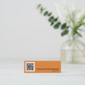 Moderner orange und schwarzer QR Code-Berater Mini Visitenkarte (Stehend Vorderseite)