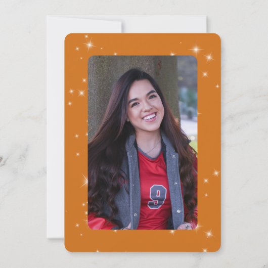 Moderner Orange- und Weißfunkel-Abschluss Ankündigung (Rückseite)