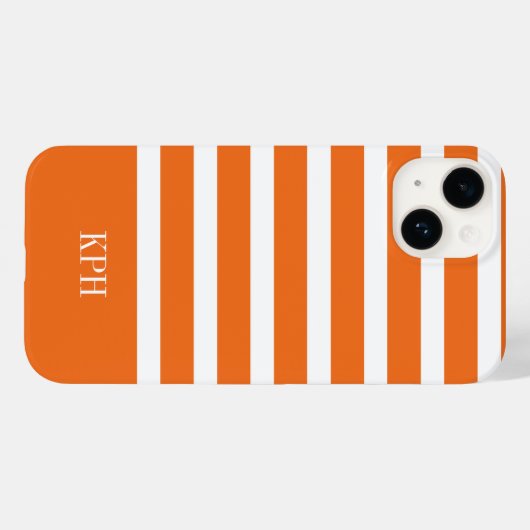 Moderner Orange- und Weißstreifen mit Monogramm Case-Mate iPhone Hülle (Rückseite (Horizontal))