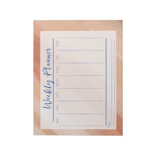 Moderner Orangefarbener Abstrakter Wochenplaner Notizblock (Rotiert)